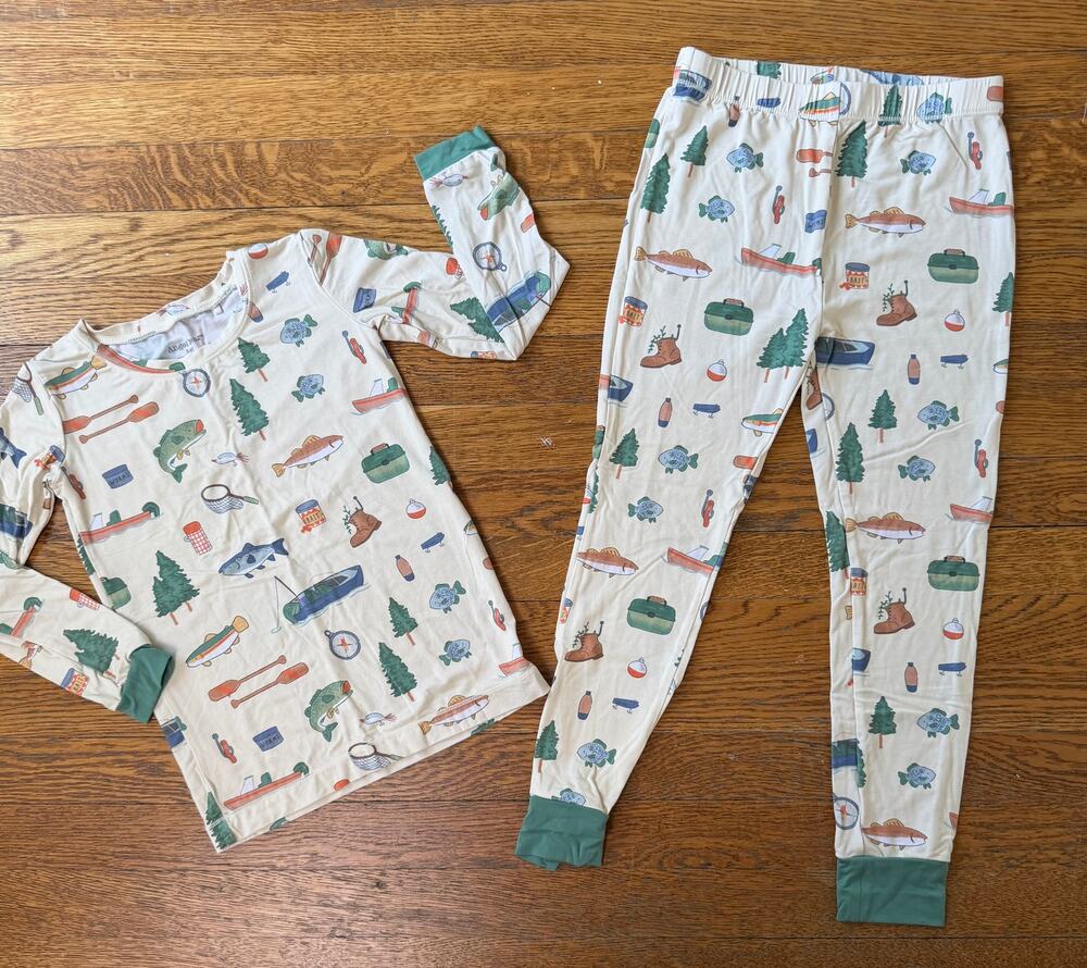 Angel Dear Boys' Fishing Long John Pajamas Size 5-6